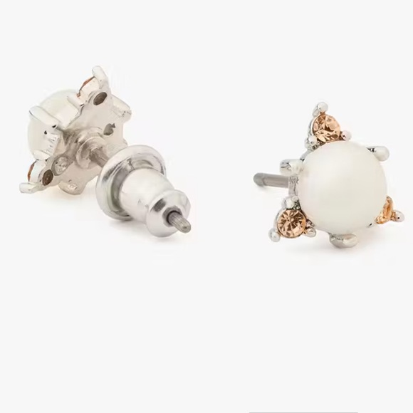 Kate Spade “You're A Gem” Triangle Studs Champagne and Silver Earrings, w/dusty - Picture 4 of 6